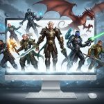 Bekannte Figuren aus Online Rollenspielen vor einem Computerbildschirm